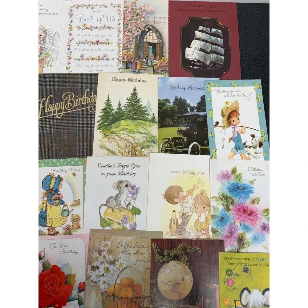 Vintage Birthday Cards Some Fronts ONLY Scrapbooking Crafts Decoupage Lot of 50+